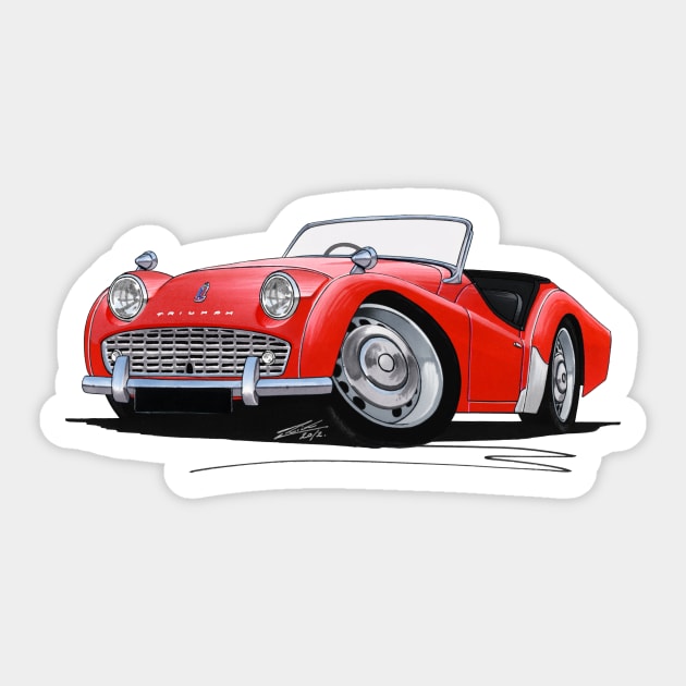 Triumph TR3A Red Sticker by y30man5